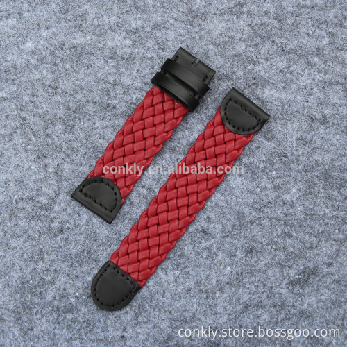 Red weave leather watch strap factory